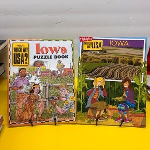 Highlights Which Way USA Iowa Puzzle Book and State Guide Set 2 Books Geography